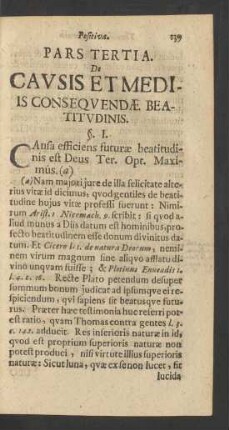 Pars Tertia De Causis Et Medis Consequendae Beatitudinis