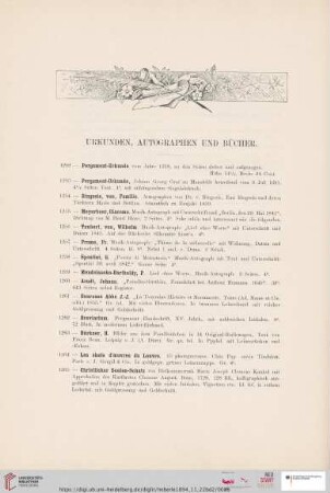 Urkunden, Autographen und Bücher (Nr. 1252 - 1291)