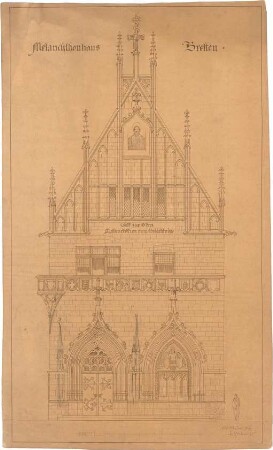 Billing, Hermann; Bretten (Baden-Württemberg), Marktplatz; Melanchthonhaus - Fassade mit Inschrift (Ansicht)