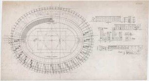Döllgast, Hans; Stadion - Grundrisse; Schnitt; Ansichten
