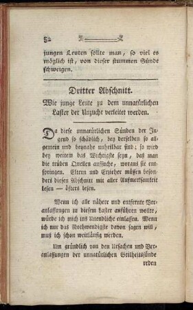 Dritter Abschnitt. Wie junge Leute zu dem unnatürlichen Laster der Unzucht verleitet werden.