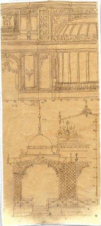 Zocher, Ernst; Architekturstudien - Gebäudeinnenraum (Aufriss, Details)
