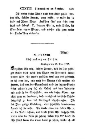 No. CXXVIII. Lichtenberg an Forster