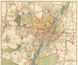 JRO-Plan von Groß-München : nebst Pasing und übrigen Vororten ; mit vollständigem Straßenverzeichnis und Hausnummern