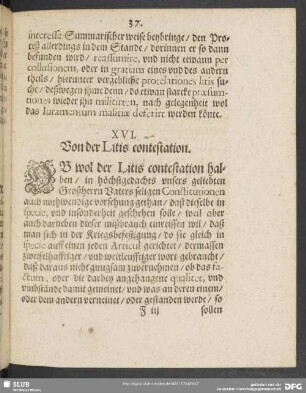 XVI. Von der Litis contestation