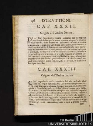 Cap. XXXIII Origine dell'ordine Ionico