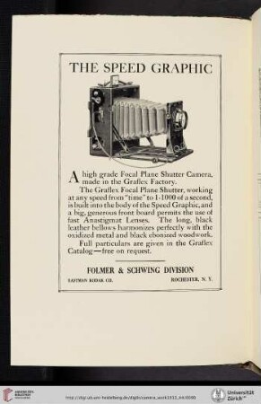 Folmer & Schwing Division, Eastman Kodak Company [The Speed Graphic Camera]