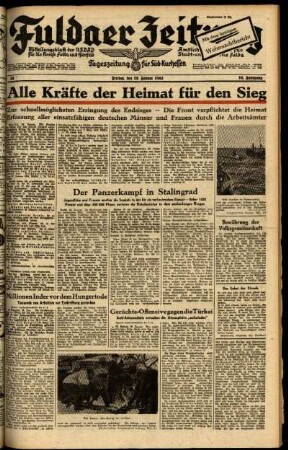 Ausgabe vom Freitag, den 29. Januar 1943.
