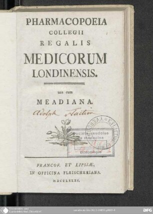 Pharmacopoeia Collegii Regalis Medicorum Londinensis