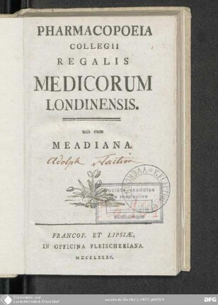 Pharmacopoeia Collegii Regalis Medicorum Londinensis