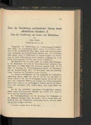 Über die Veresterung zweibasischer Säuren durch alkoholische Salzsäure. II.