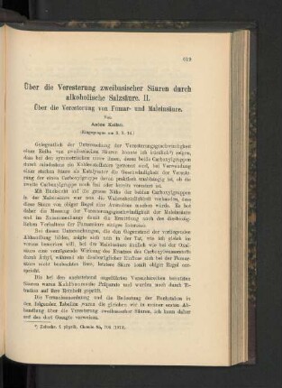 Über die Veresterung zweibasischer Säuren durch alkoholische Salzsäure. II.