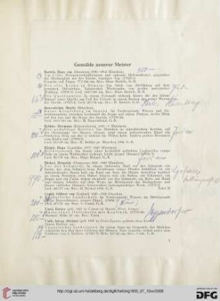 Gemälde neuerer Meister (Nr. 1-139)