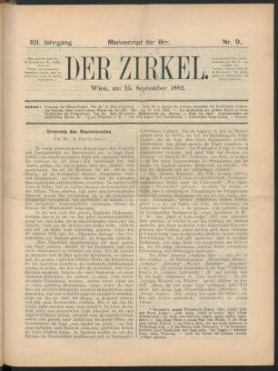Nr. 9. Wien, am 15. September 1882.