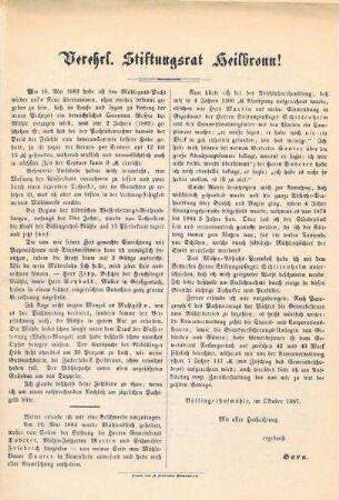 2 Eingaben des Pächters Gottlieb Horn der Böllinger Mühle an den Stiftungsrat bzw. die Armenverwaltung