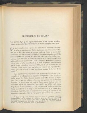 Precursores de Colón : Las perlas agri y las representaciones sobre tejidos arcaicos como prueba del descubrimiento de América antes de Colón