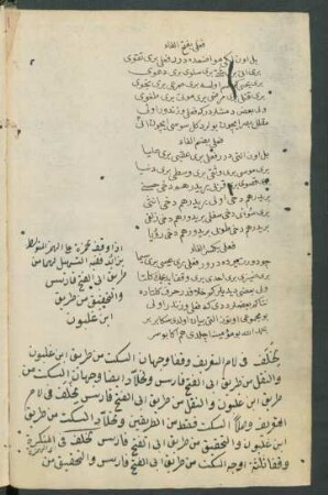 türkische Verse unter der Überschrift fiʿlī bi-fatḥ (dạmm, kasr) al-fā ̉ ...