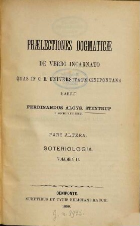 Praelectiones dogmaticae, 2,2