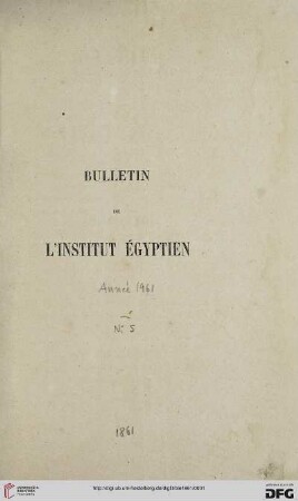 5: Bulletin de l'Institut Egyptien