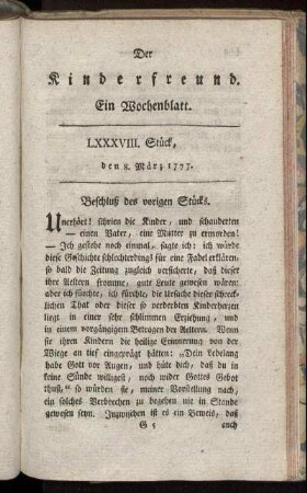 LXXXVIII. Stück den 8.März 1777