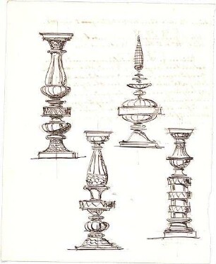 Gmelin, Leopold; Sammlung Gmelin: Handzeichnungen - Folio 14 - verschiedene Gefäße (Ansichten)