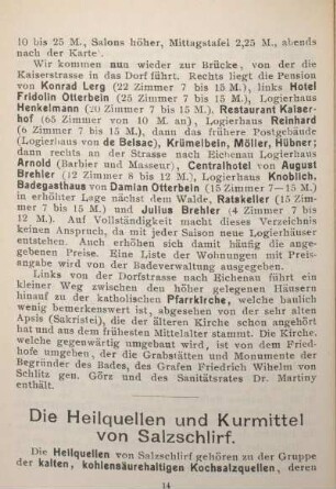 Die Heilquellen und Kurmittel von Salzschlirf.