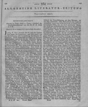 Henke, H. W. E.: Lehrbuch der Strafrechtswissenschaft. Zürich: Orell, Füßli 1815 (Beschluss der im vorigen Stück abgebrochenen Recension)