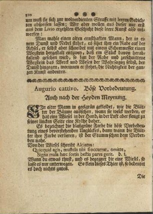 Böse Vorbedeutung. Aus der Heyden Meynung.