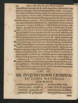 Cap. IV. De Inquisitionis Criminalis Causa Materiali.