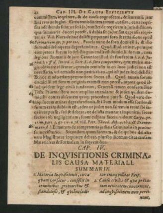 Cap. IV. De Inquisitionis Criminalis Causa Materiali.