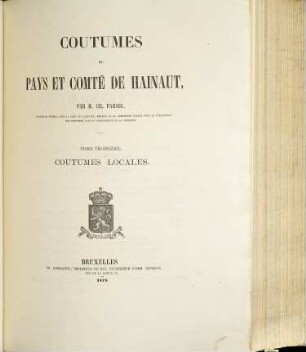 Coutumes du pays et comté de Hainaut, 3. Coutumes locales