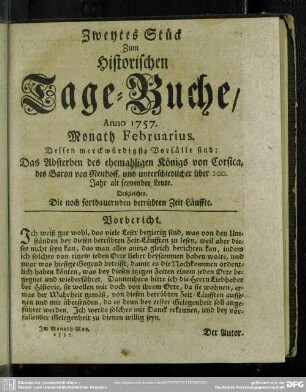 Zweytes Stück. Monath Februarius