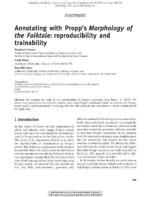 Annotating with Propp’s Morphology of the Folktale: reproducibility and trainability