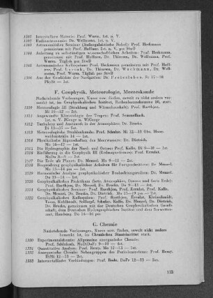 F. Geophysik, Meteorologie, Meereskunde