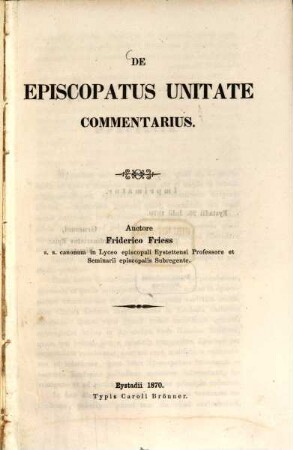 De episcopatus unitate commentarius