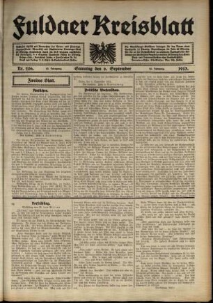 Zweite Ausgabe vom Samstag, den 06. September 1913.
