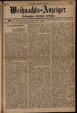 Ausgabe vom Samstag, den 13. Dezember 1884.