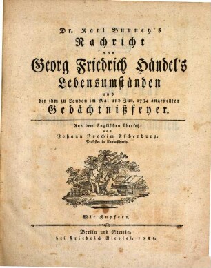 Nachricht von Georg Friedrich Händels Lebens-Umständen ...
