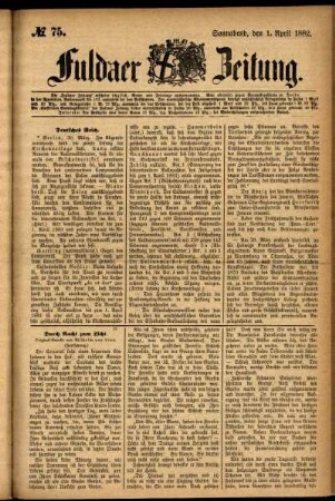 Ausgabe vom Samstag, den 01. April 1882.