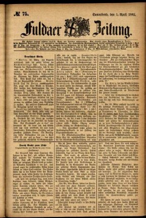 Ausgabe vom Samstag, den 01. April 1882.