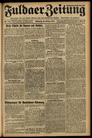 Erste Ausgabe vom Mittwoch, den 21. Oktober 1931.