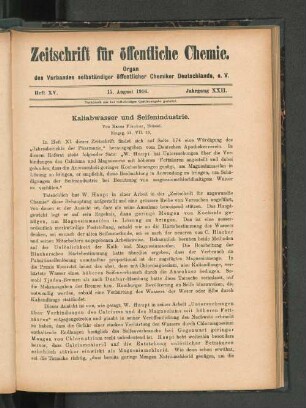 Kaliabwasser und Seifenindustrie.