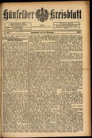 Ausgabe vom Samstag, den 18. September 1897.