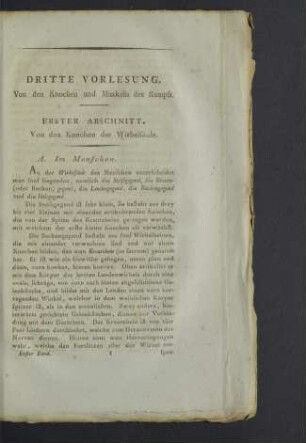 Dritte Vorlesung. Von den Knochen und Muskeln des Rumpfs.
