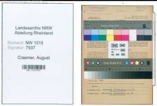 Entnazifizierung August Craemer , geb. 03.01.1903 (Konstrukteur)