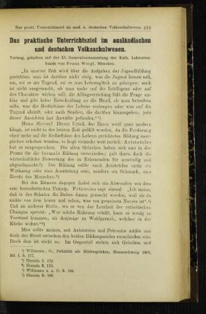 ¬Das¬ praktische Unterrichtsziel im ausländischen und deutschen Volksschulwesen : Vortrag, gehalten auf der XI. Generalversammlung des Kath. Lehrerverbands