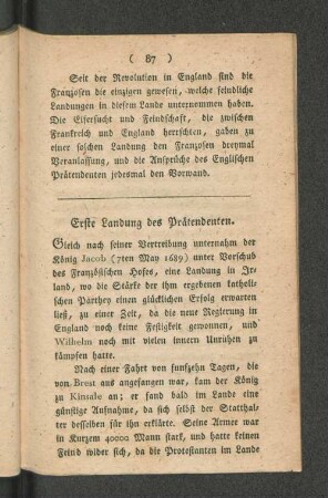 Erste Landung des Prätendenten.