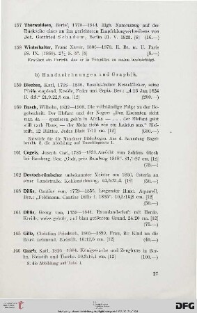 b) Handzeichnungen und Graphik (Nr. 159-218)
