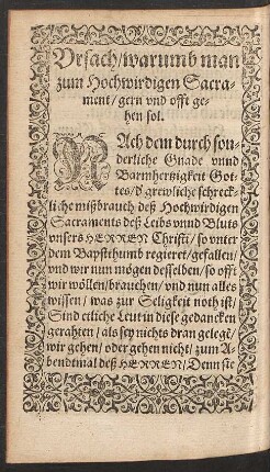 Ursach/ warumb man zum Hochwirdigen Sacrament/ gern und offt gehen sol.