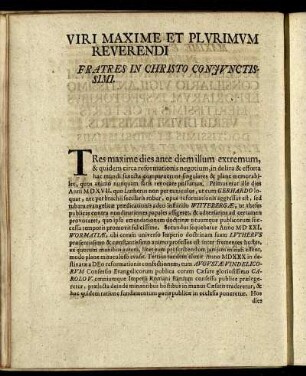 Viri Maxime et Plurimum Reverendi.